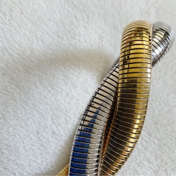 Vintage 60s/70s Napier Snake Chain Twist Two-Tone Stretch Bracelet Gold Silver - Picture 9 of 12
